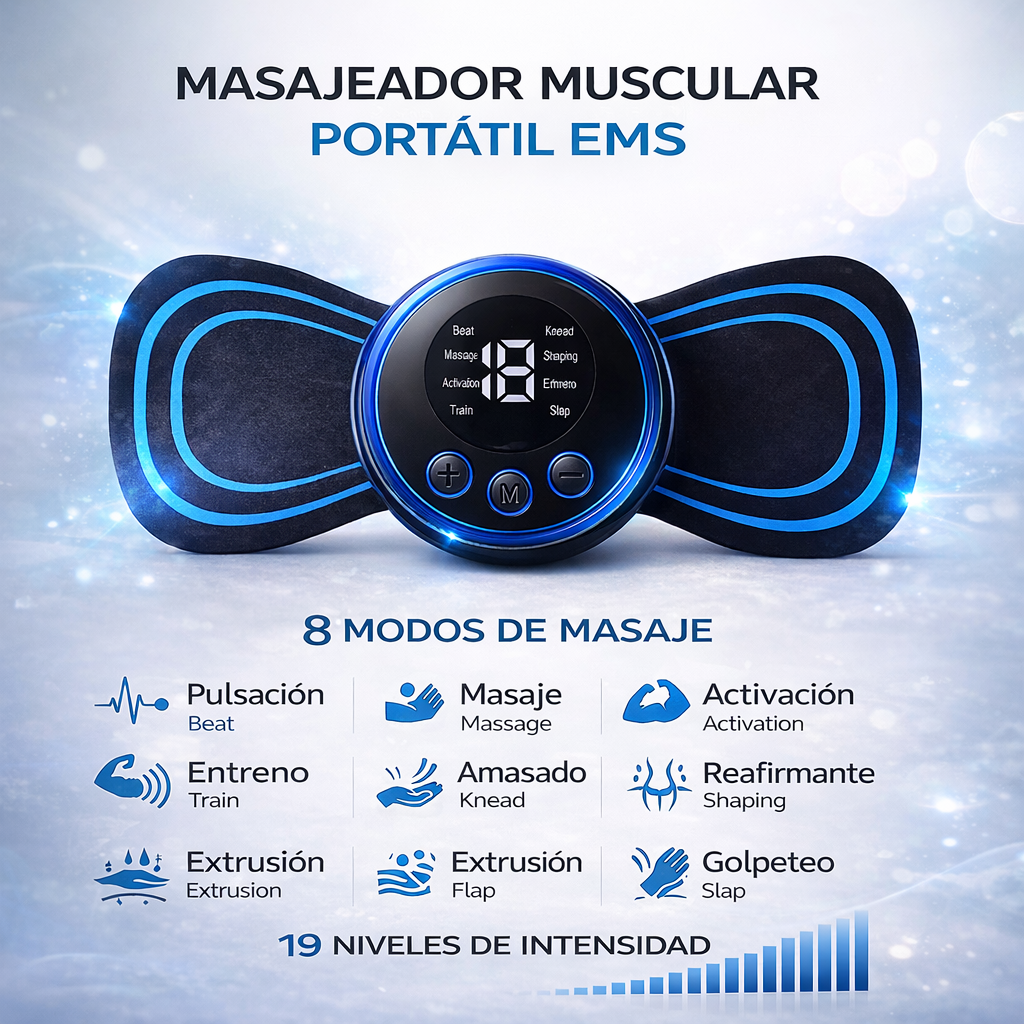 Masajeador Muscular Portátil EMS Relajación localizada donde más lo necesitas