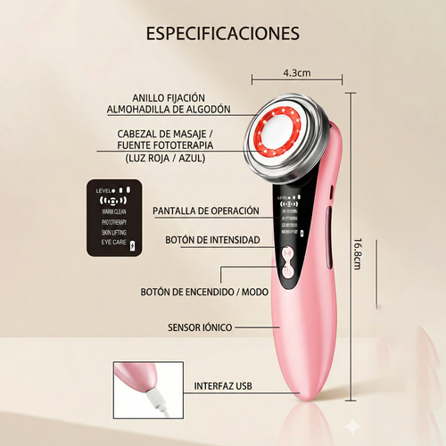 Masajeador Facial LED con Calor y Microvibración Rutina de Autocuidado