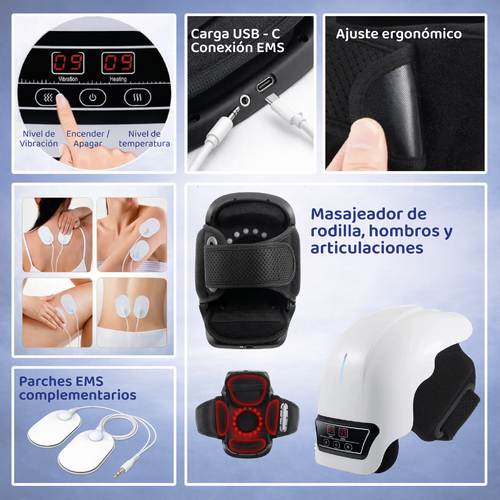 Masajeador de Rodillas y Hombros con Vibración y Calor