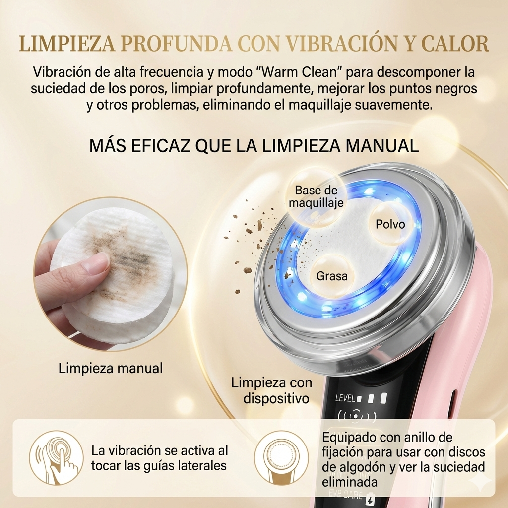 Masajeador Facial LED con Calor y Microvibración Rutina de Autocuidado