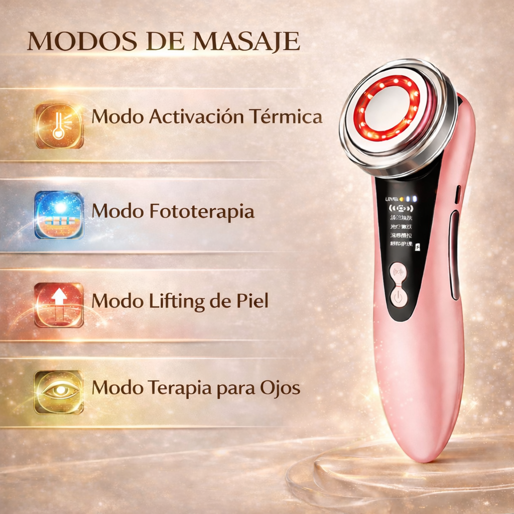 Masajeador Facial LED con Calor y Microvibración Rutina de Autocuidado